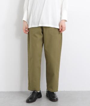 コットンカルゼ裏微起毛テーパードパンツ(カーキ-F)