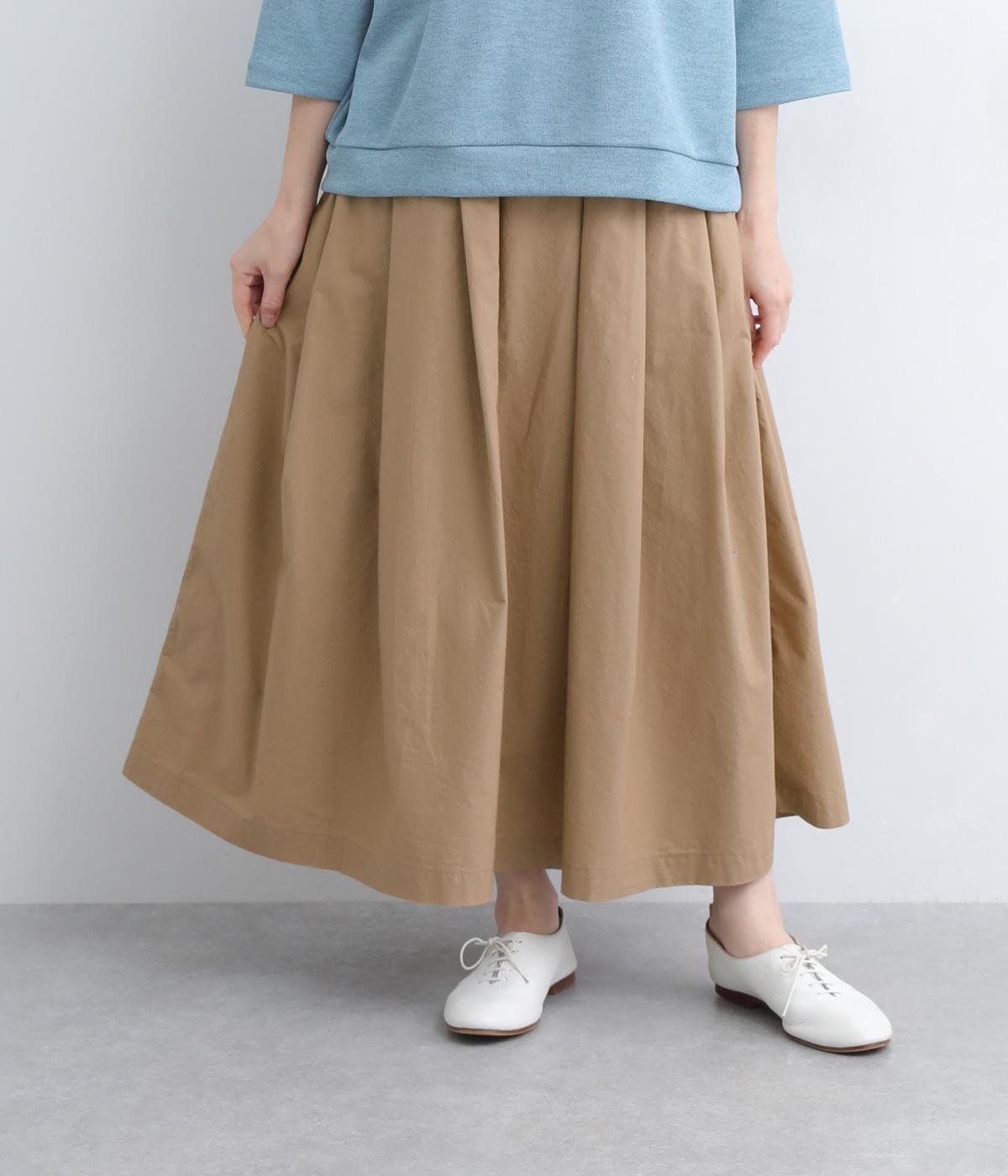 コットン天日干し風ビンテージワッシャースカート(ベージュ-ONESIZE)