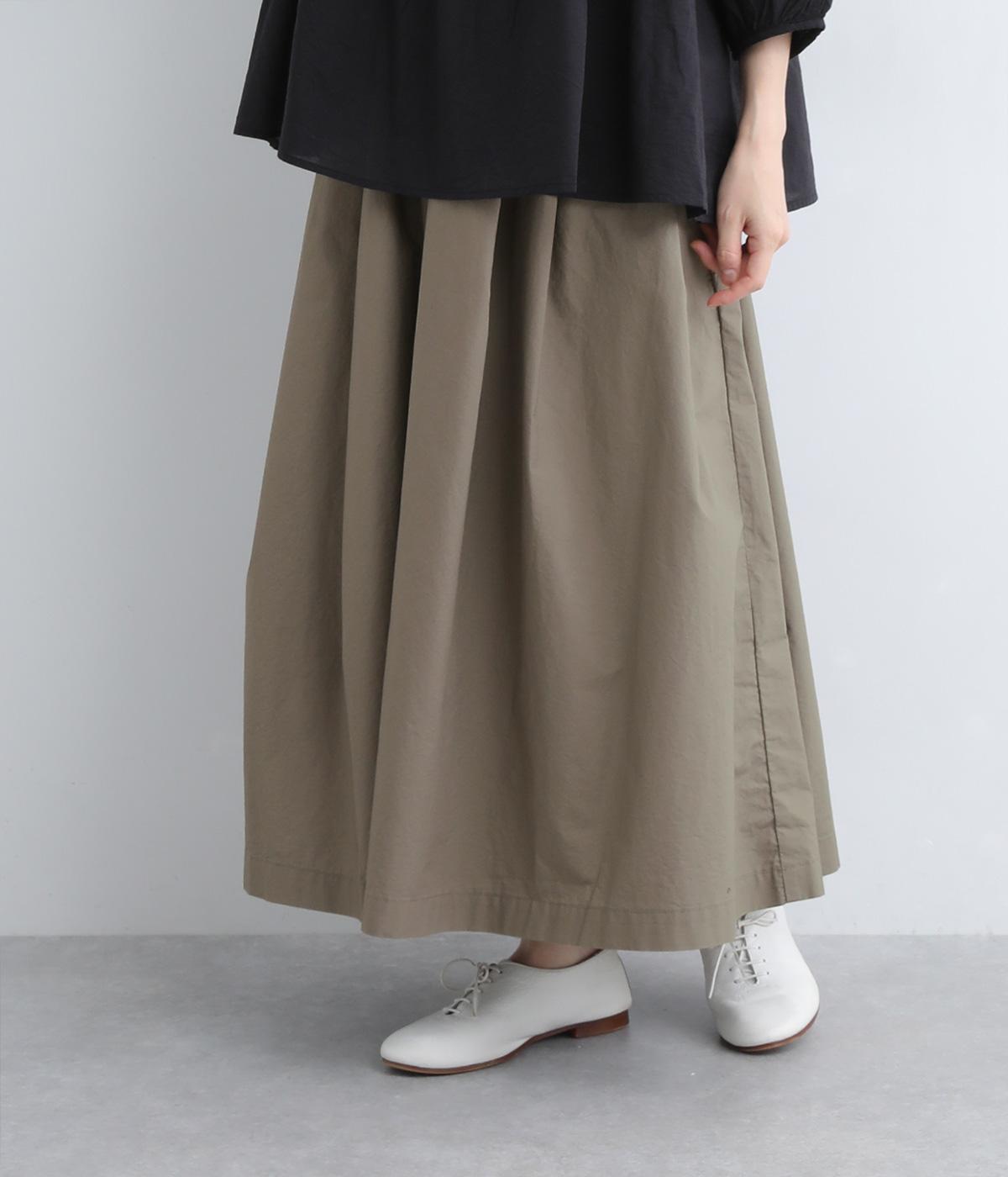 コットン天日干し風ビンテージワッシャースカート(ライトカーキ-ONESIZE)
