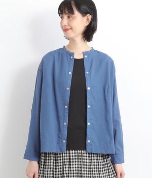 リネンブレンドスラブローンシャツブルゾン