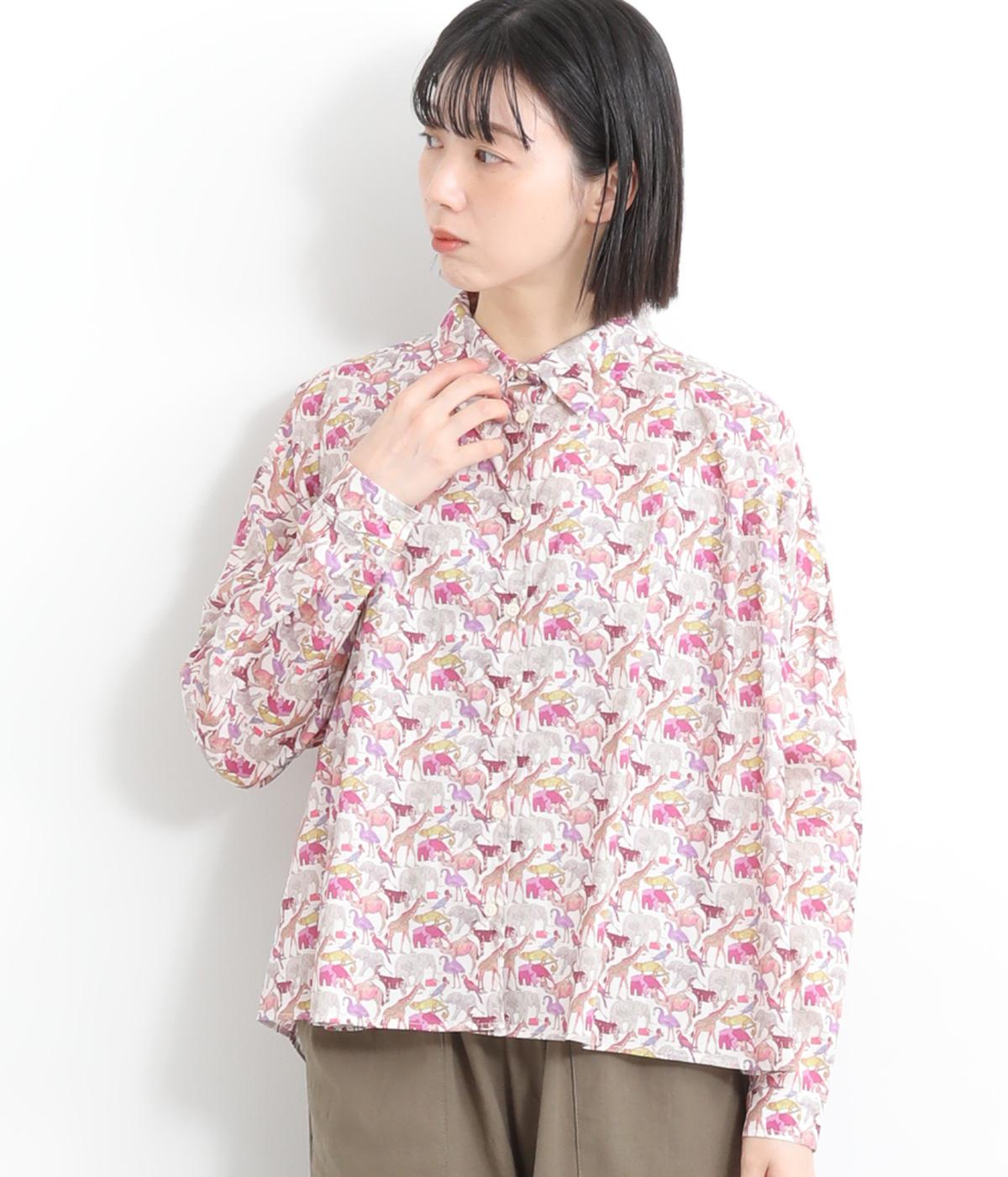 コットンリバティワイドブラウス(ピンク系-ONESIZE)