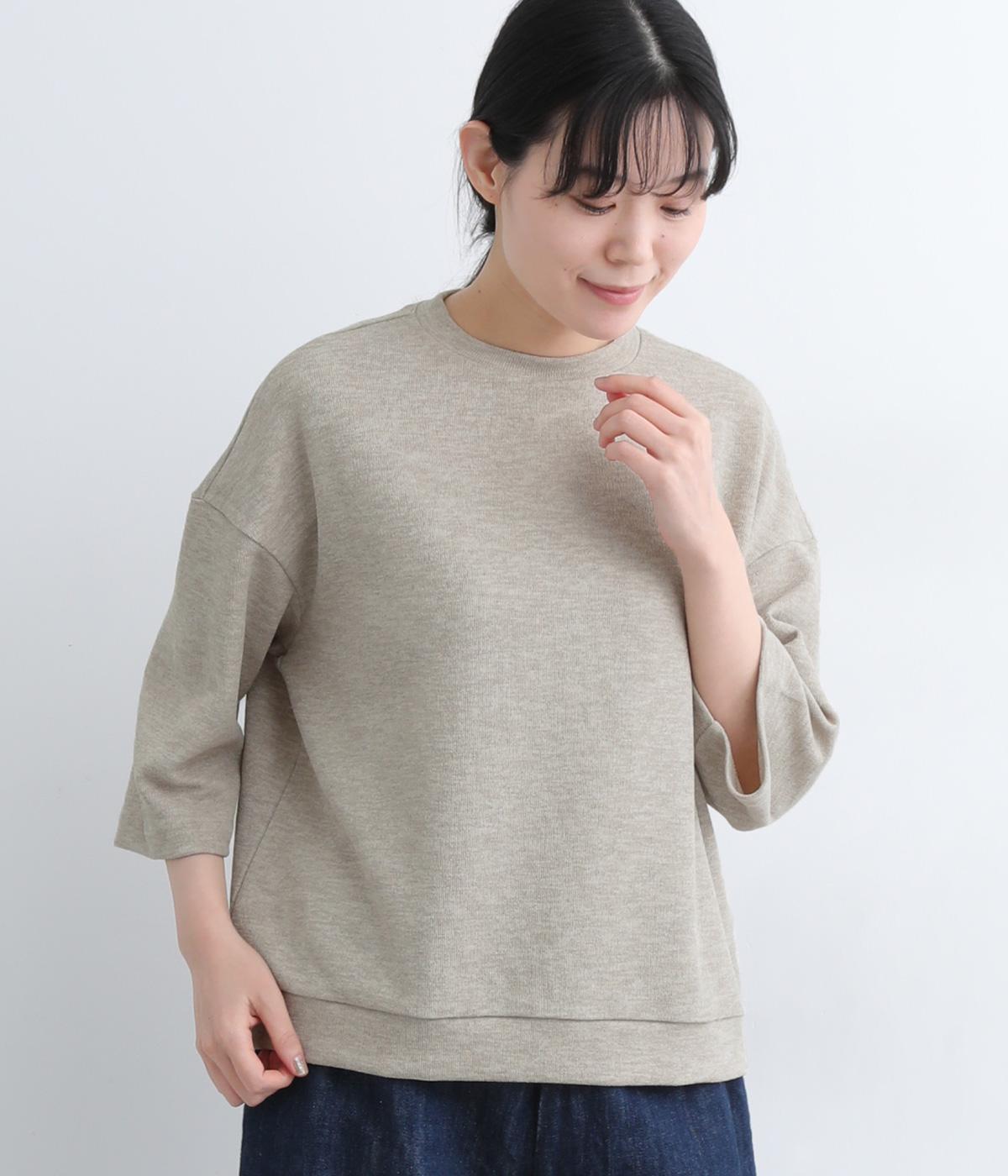 リネンライクダブルフェイスワイドプルオーバー(ベージュ-ONESIZE)