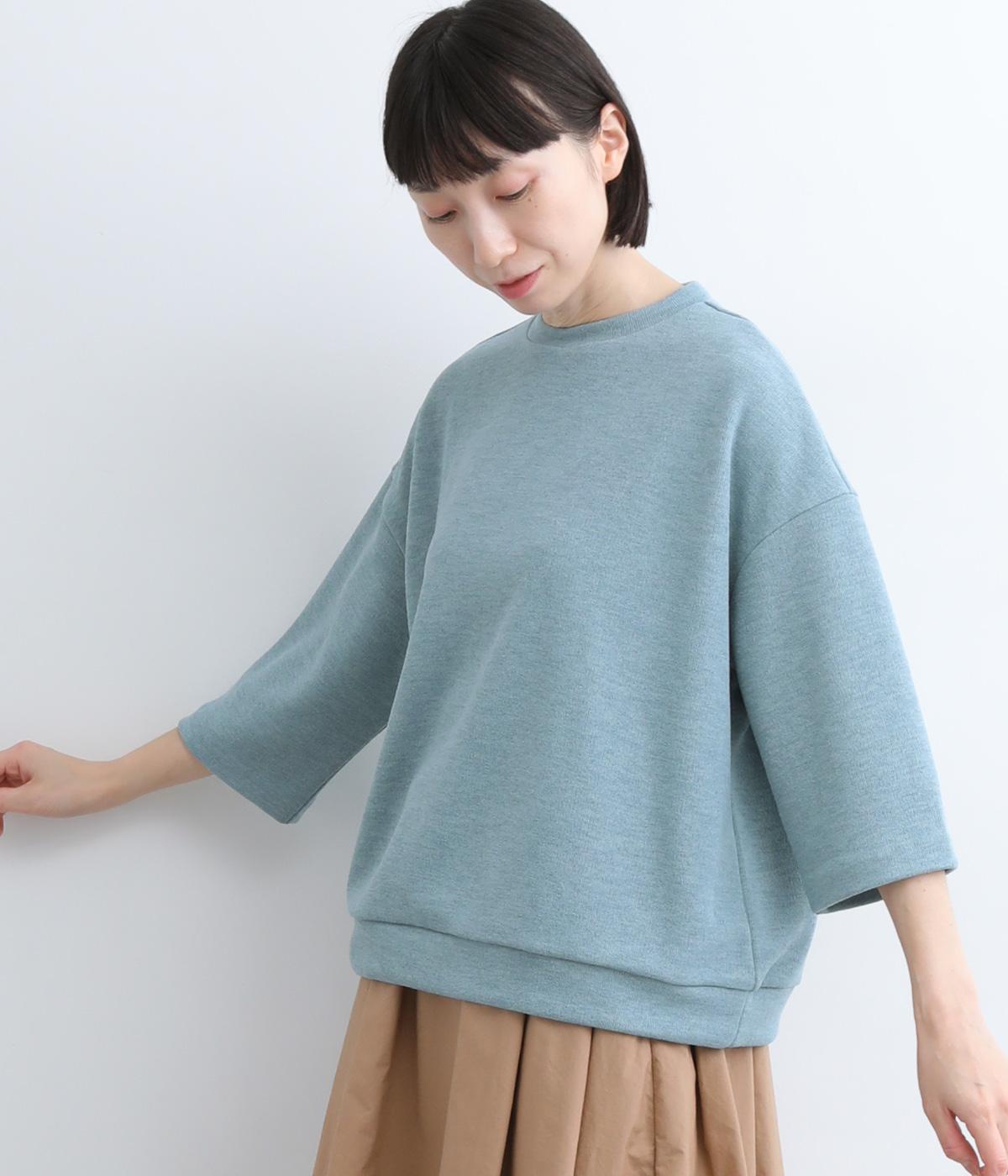 リネンライクダブルフェイスワイドプルオーバー(サックス-ONESIZE)