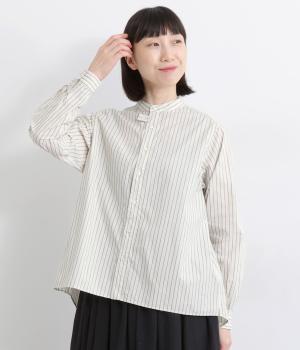 コットンダブルワッシャータイプライターストライプシャツ(オフ-F)