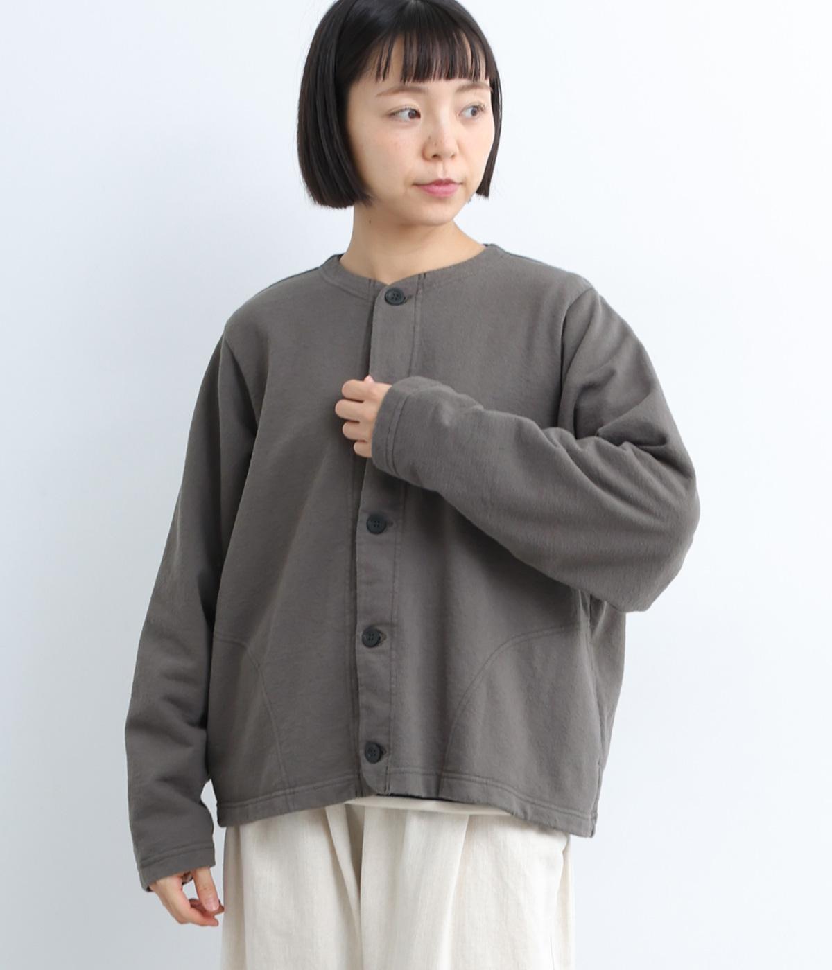 コットン裏毛やとおもっ天竺カーディガン(チャコール-F)