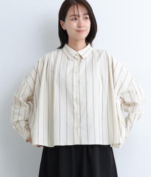 コットンオーガニックマグワッシャーワイドタックブラウス