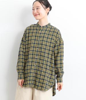 へリンボンシャーリングチェックシャツチュニック