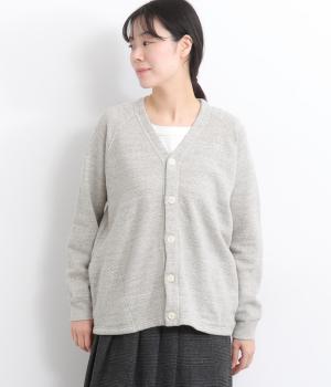 コットンガーゼ裏毛カーディガン(グレー-F)