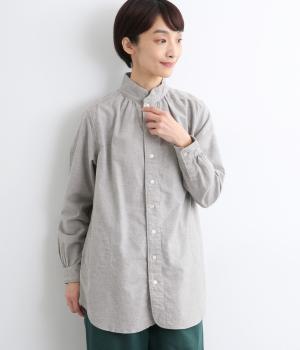 コットンビエラスタンドネックブラウス