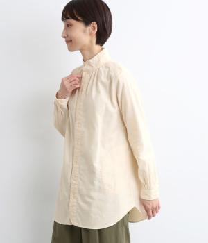 コットンビエラスタンドネックブラウス(オフ-F)