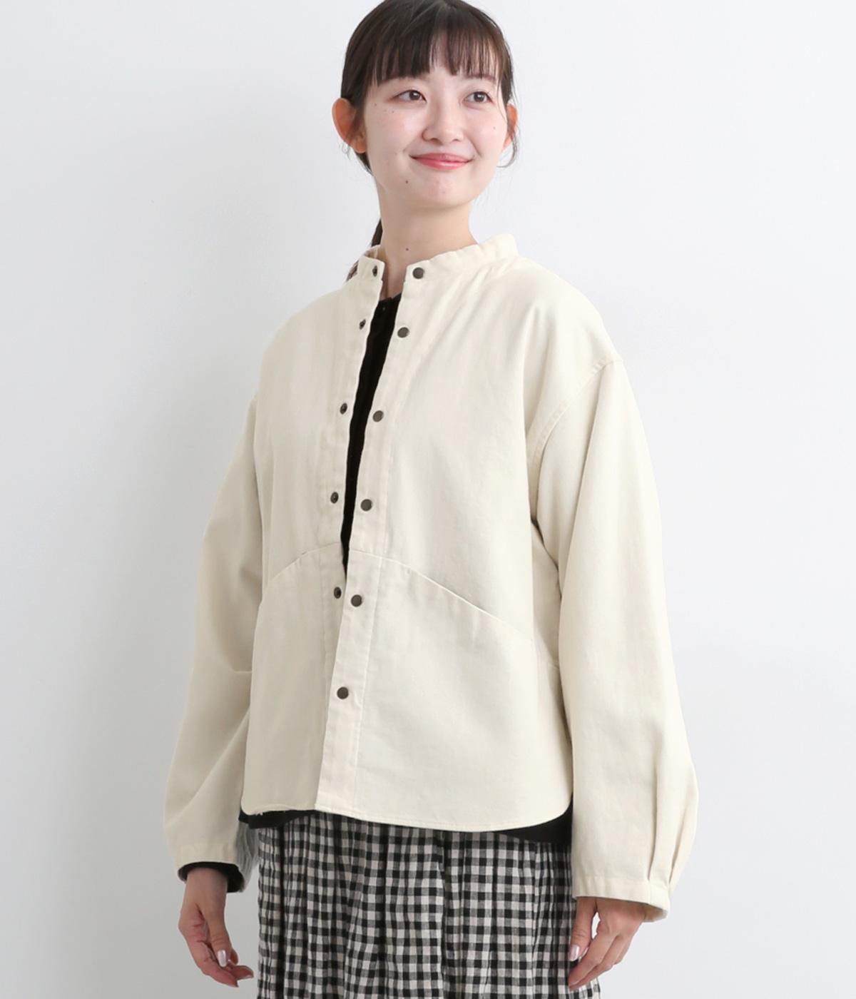 コットン両面起毛切替えシャツジャケット(オフ-F)