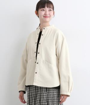 コットン両面起毛切替えシャツジャケット(オフ-F)