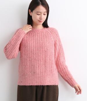 ネップ糸ニットプルオーバー(ピンク-F)