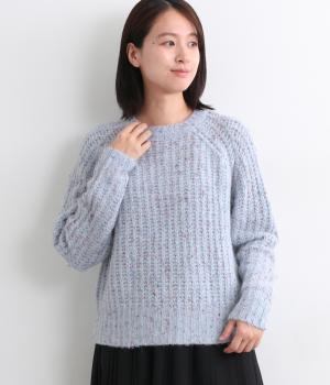 ネップ糸ニットプルオーバー(サックス-F)