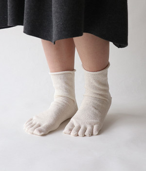 シルク100％5本指インナーソックス　厚手