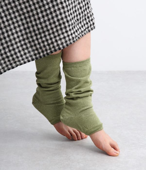 シルクとコットンリネンのかかと付きレッグウォーマー