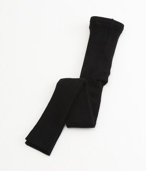 コットンリネンリブレギンス(ブラック-ONESIZE)