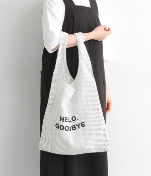 リネンプリント　マーケットバッグ