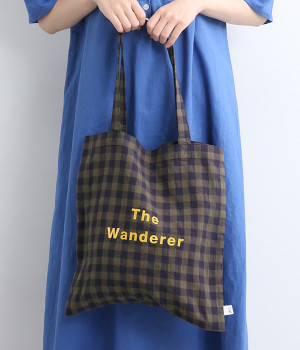 リネンチェックプリント　トートバッグ