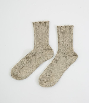 フレンチリネンリブソックス(ナチュラル-ONESIZE)