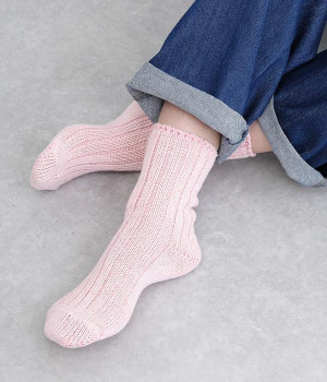 フレンチリネンリブソックス(ライトピンク-ONESIZE)