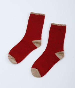 ウールコットンモスステッチソックス