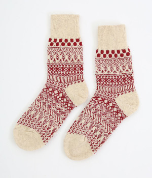 ウールコットンジャカードソックス