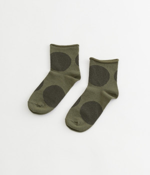 ビッグドットショートソックス(カーキ-ONESIZE)