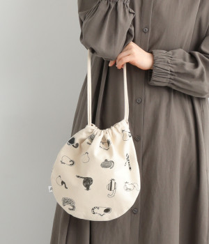 【maboさんコラボ】キャンバスプリント　サークルドロストリングバッグ