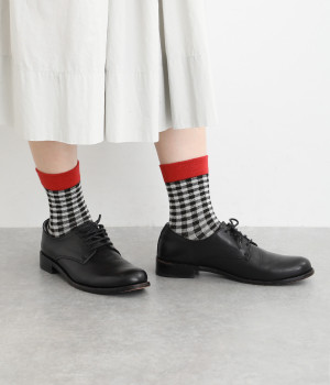 コットンギンガムソックス(ブラックスモールレッド-ONESIZE)