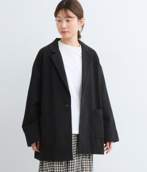 コットンリネンキャンバステーラードジャケット(ブラック-F)