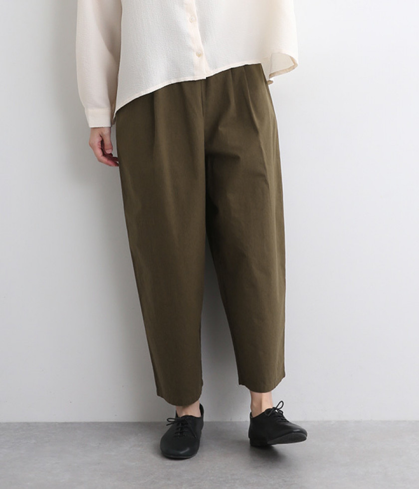 コットンリネンブロードワッシャーワイドテーパードパンツ