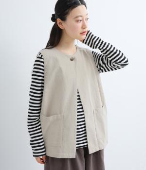コットンリネンキャンバスベスト(ナチュラル-F)