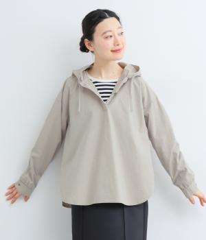 コットンリネンダンプシャツパーカー(グレー-F)