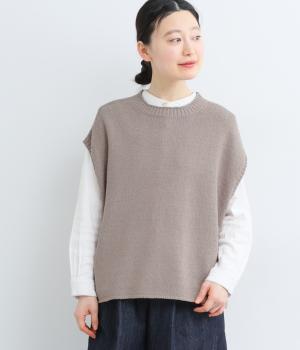 ニットワイドベスト(ベージュ-F)