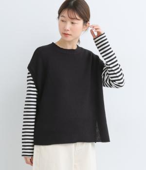 ニットワイドベスト(ブラック-F)