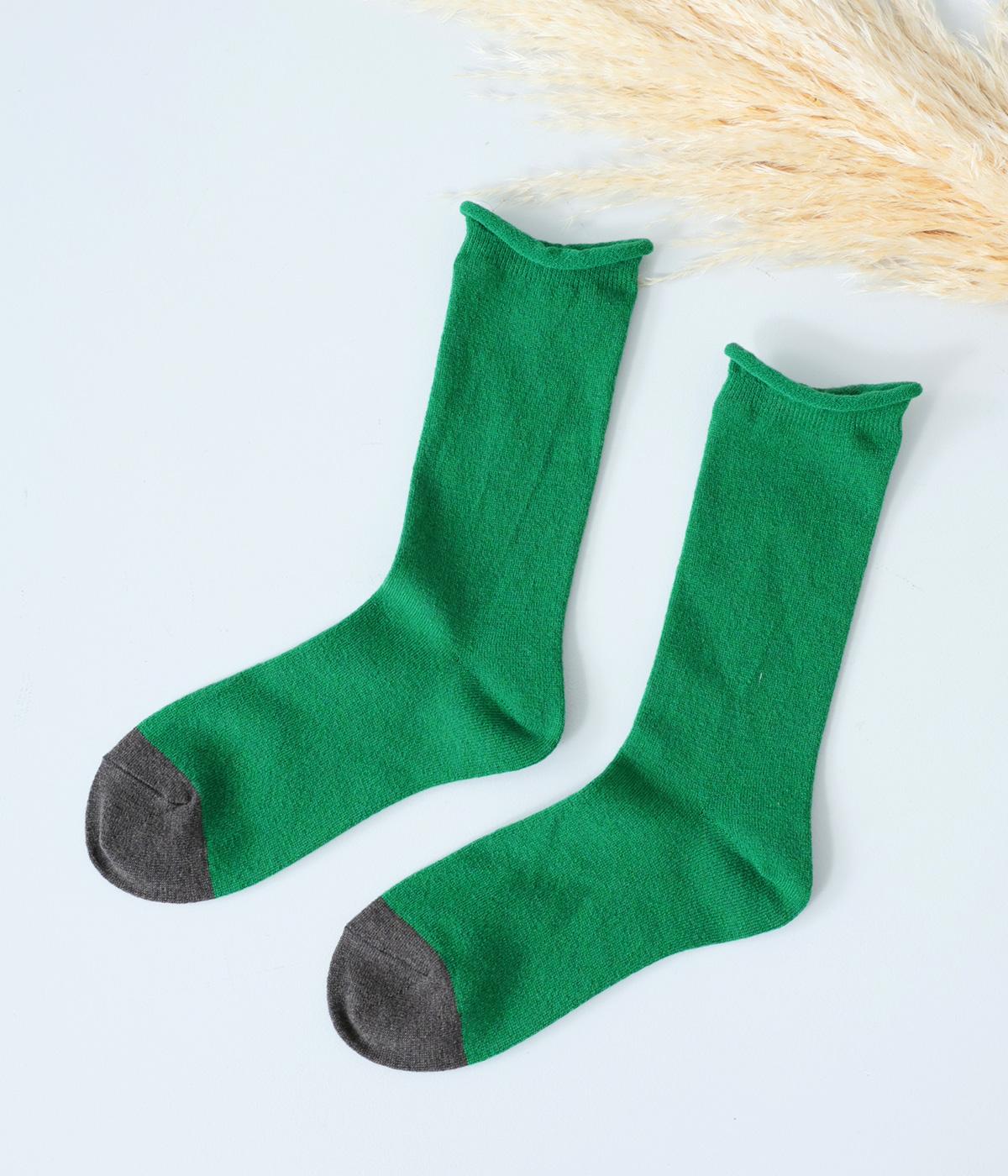 ウールカラーソックス(グリーン-F)