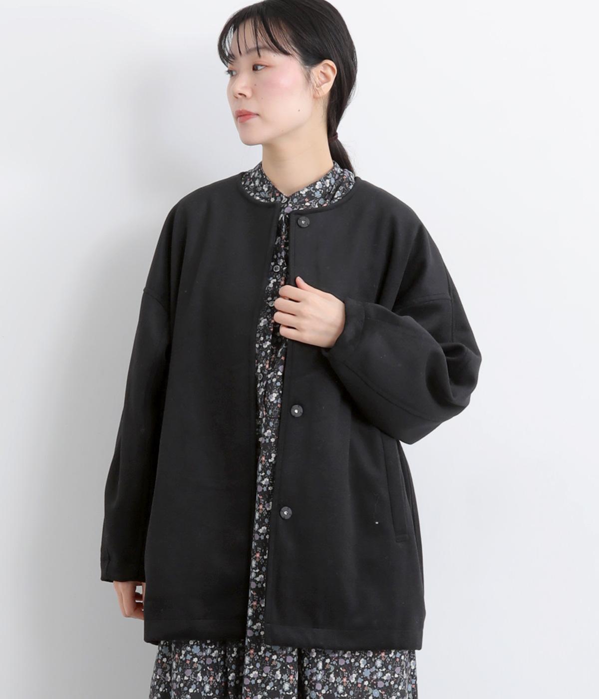 ウールミックスノーカラーショートコート(ブラック-F)