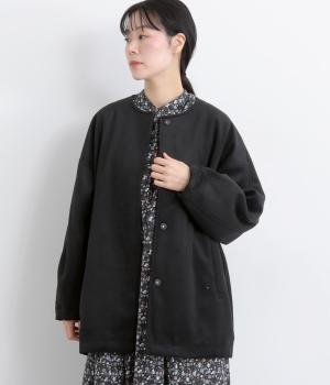ウールミックスノーカラーショートコート(ブラック-F)