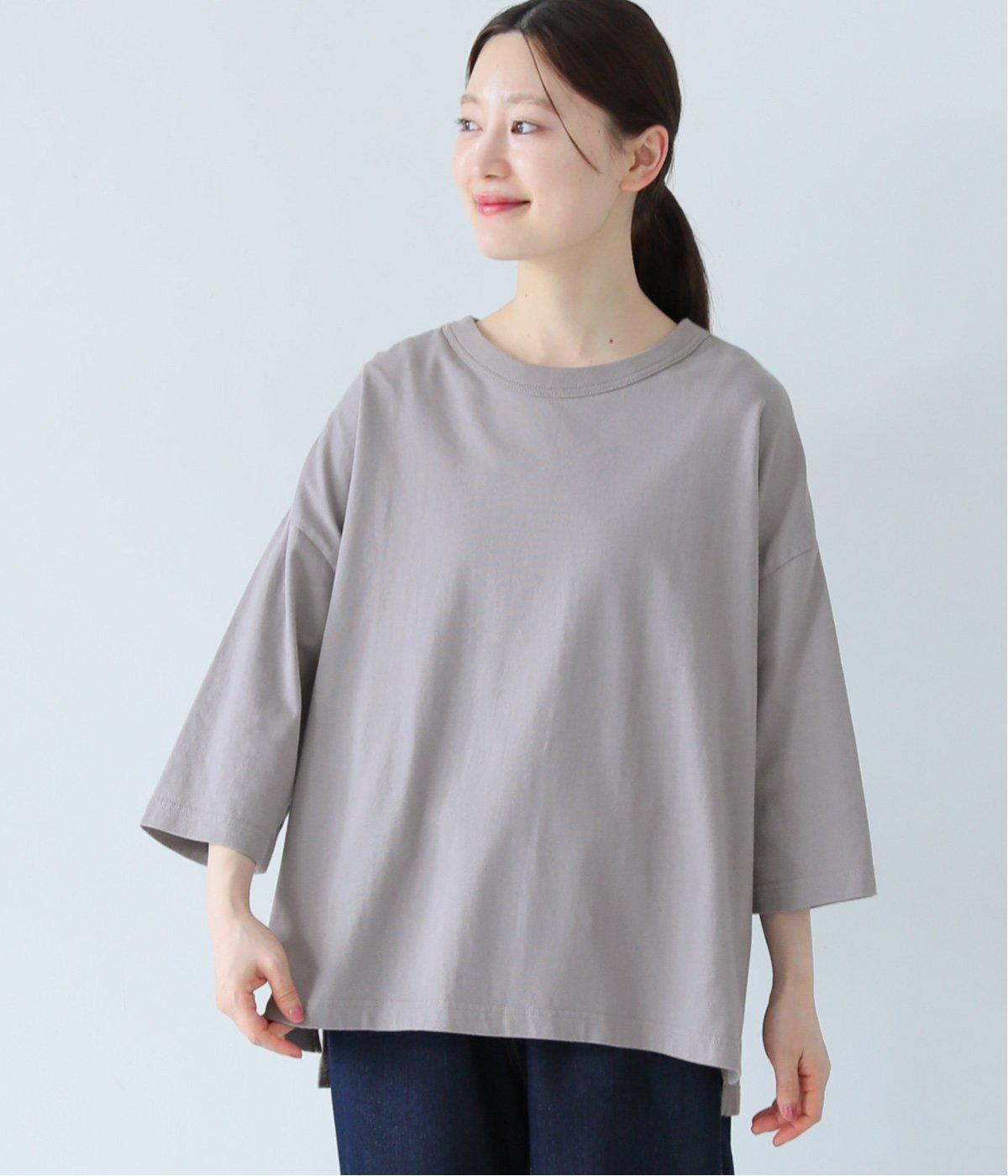オーガニックコットン7分袖Tシャツ(グレー-ONESIZE)