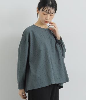 コットンドットプリントワイドブラウス