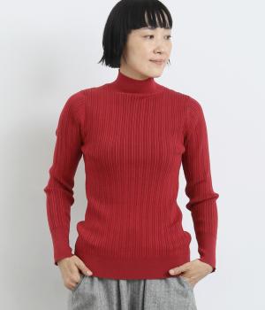 ランダムリブニットモックネックプルオーバー