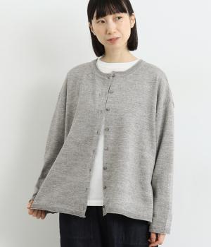 ウォッシャブル　コットンリネンウールミックスニット2wayカーディガン