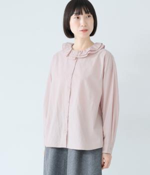 コットンワッシャーフリルカラーブラウス
