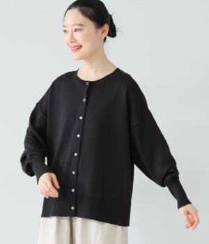 ウォッシャブル　アクリルウールニット2wayカーディガン(ブラック-F)