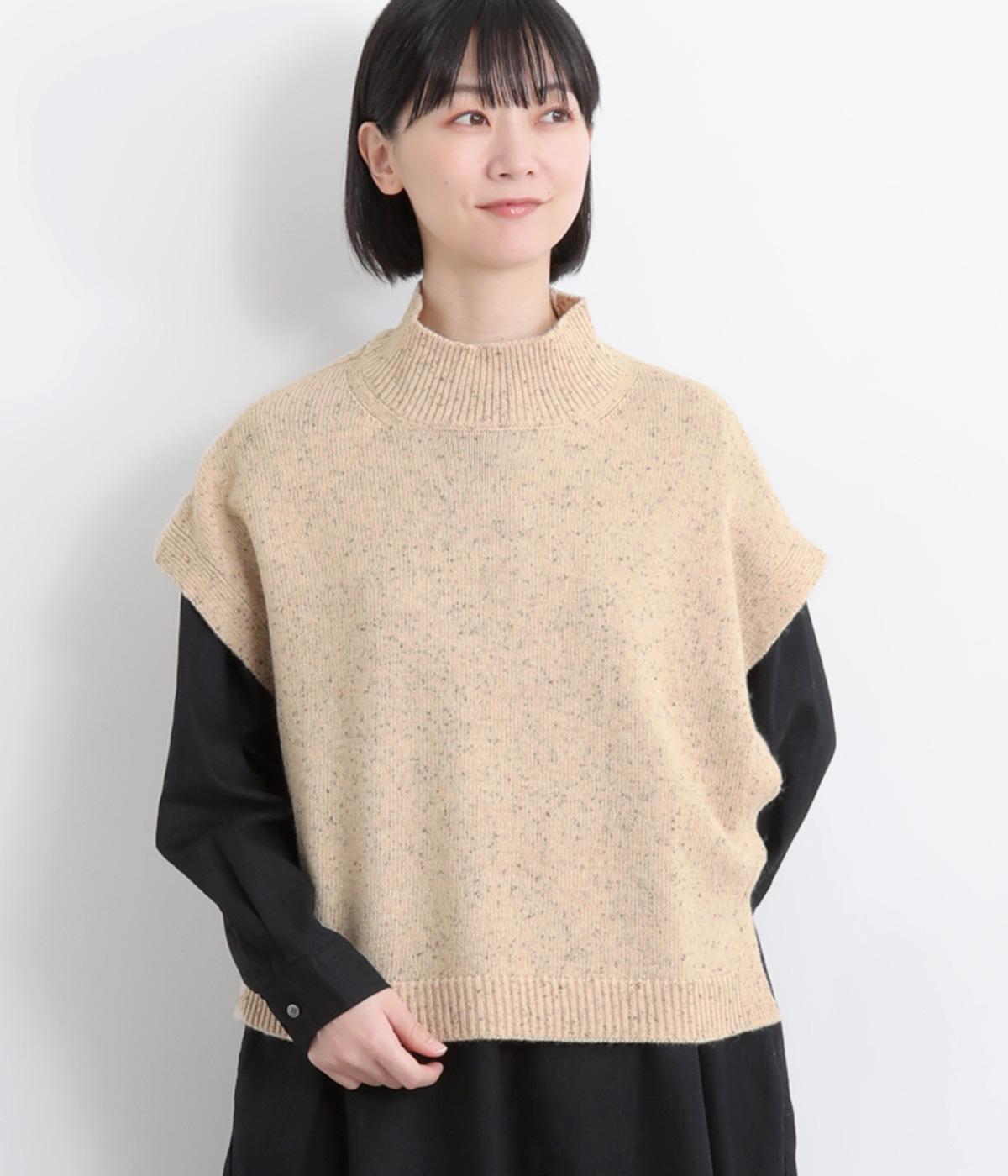 ニットハイネックベスト(ナチュラル-F)