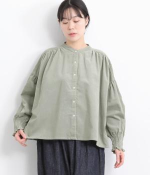 コーデュロイギャザーワイドブラウス