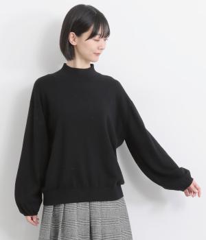 コットンウールミックスパフスリーブプルオーバー(ブラック-F)