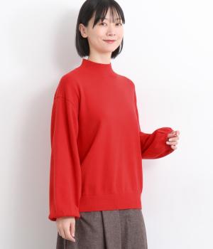 コットンウールミックスパフスリーブプルオーバー(レッド-F)