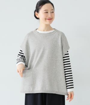 コットンウールミックスベスト(ライトグレー-F)